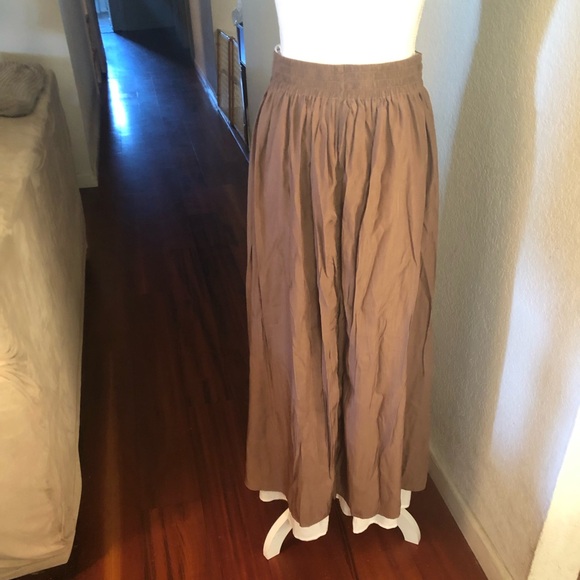 Scarlet Darkness Maxi Long Skirt Renaissance Double Layer Overskirt Brown - Picture 4 of 11